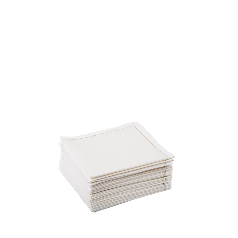 Serviettes cocktail tissu blanc 20 x 20 cm (par 30)
