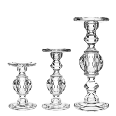 Lot de 3 bougeoirs en verre H 22 cm - 29,9 cm - 34,5 cm